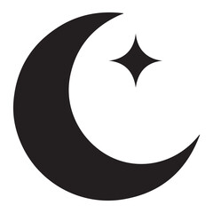 Moon crescent icon, silhouette of moon with sparkle. vector illustration © firoz