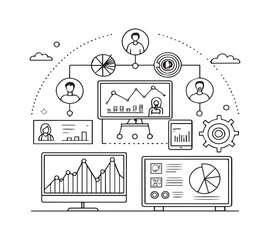 Naklejka premium Set business flat vector illustration design style concept. for graphic and web page banners. cartoon character design 