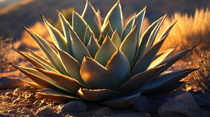 Desert agave sunset; nature background