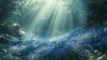 Fototapeta premium In a surreal scene, an Emerald City coexists beautifully with nature's lively landscapes