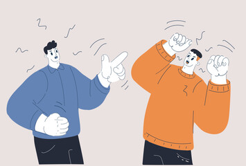 Vector illustration of two men arguing, a clash of perspectives