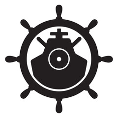 Steering wheel icon. ship steering silhouette vector illustration