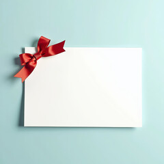Elegant gift Card wrapped with teal ribbon ready for celebration or special occasion