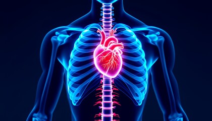 Human Anatomy Showing Heart and Ribcage Structure