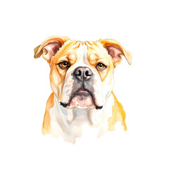 Fototapeta premium Adorable Bulldog Watercolor Painting Dog Portrait Art Print