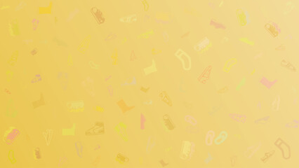  This whimsical travel doodle scatter features a playful collection of travel-themed illustrations, from suitcases and planes to mountains and maps, all dancing across a vibrant yellow background.