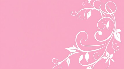 Pink Background with White Floral Design