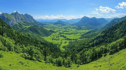 Naklejka premium Majestic Mountain Valley Scenic Landscape View