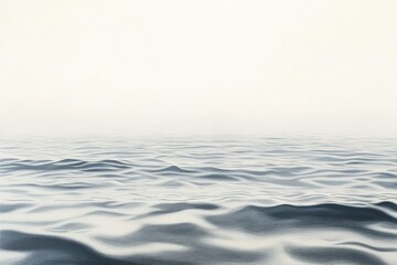 Naklejka premium A soothing seascape with calm waves rippling gently towards the shore, the water blending harmoniously with the sky in soft, muted tones