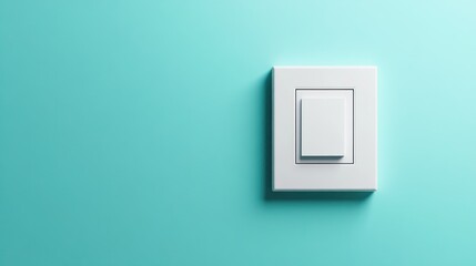 White light switch on teal wall; on/off concept