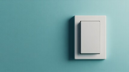 White light switch on teal wall, on/off concept