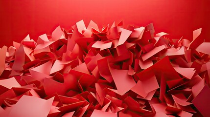 A textured arrangement of wooden blocks in various shades of red,