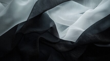 Obraz premium Close-up of a fabric with a dark background. the fabric appears to be made of a sheer, silky material with a subtle sheen.