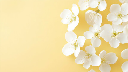 Delicate white flowers atop a cheerful yellow backdrop evoke serenity and joy