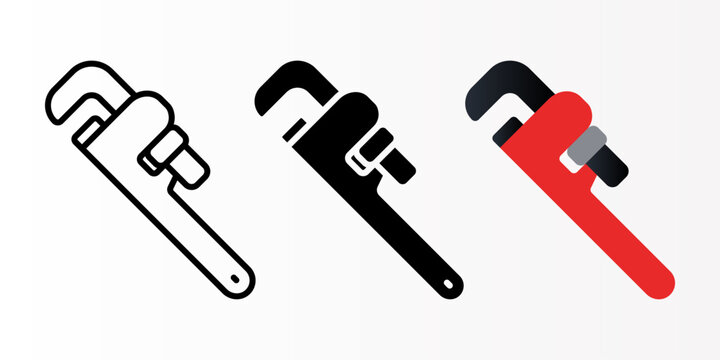 Pipe Wrench icon set. monkey wrench sign. for mobile concept and web design. vector illustration on white background