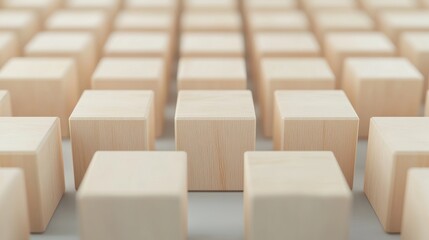 Abstract Arrangement of Modular Wooden Cubes in Warm Tones Creating Patterns