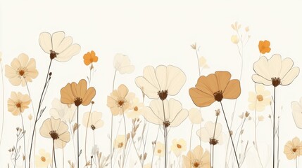 Delicate floral arrangement featuring soft pastel flowers swaying in a gentle breeze, serene backdrop