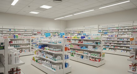 Modern Pharmacy Interior Well Stocked Shelves