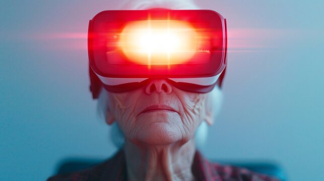 immersive virtual reality experience for seniors featuring high-tech vr headset