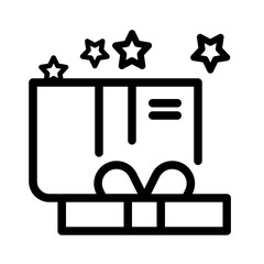 Unboxing gift box adorned with outline stars and an orange bow, perfect for birthday, celebration, or holidaythemed designs and projects.
