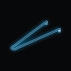 Blue neon tweezers glowing in the dark, a beauty and care concept illustration