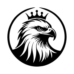 majestic eagle head with crown simple vector logo