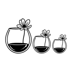 various kinds of glasses with beautiful flower designs simple vector logos