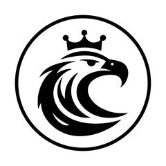 majestic eagle head with crown simple vector logo