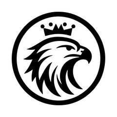 majestic eagle head with crown simple vector logo