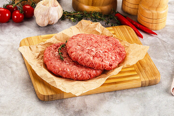 Raw beef minced meat cutlet