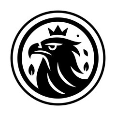 eagle head icon with crown simple vector logo
