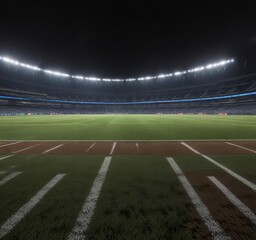 Stadium at night with lights illuminating the field,  sports event, stadium