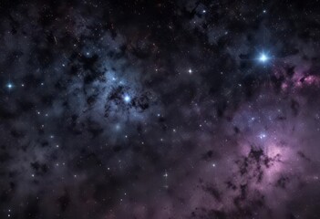 Obraz premium Starry Universe Background with Sparkling Black Stars and Nebula, galaxy, astronomy