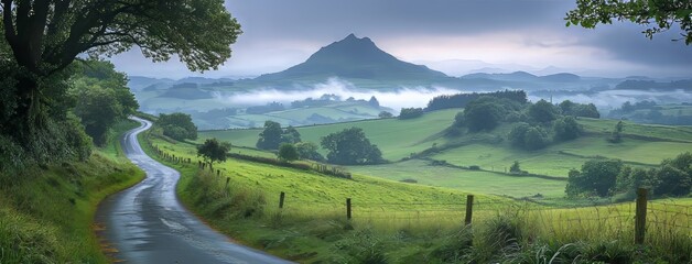 The breathtaking view of the picturesque landscape from the peak of Slieve Gullion Forest Park. This photo was captured in Co Armagh, Northern Ireland