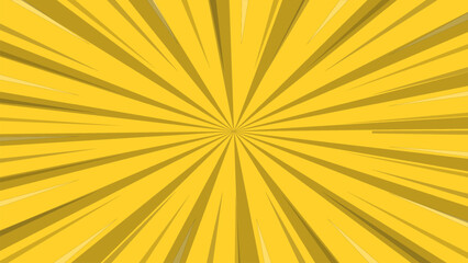 yellow comic zoom background with rays and halftone dots Vector.