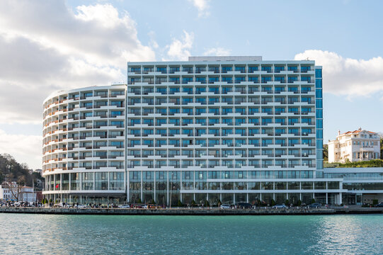 Exterior of modern architectural design building of Grand Tarabya five stars hotel, Istanbul, Turkey
