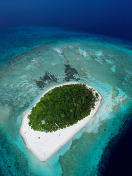 Aerial view of Mantigue Island in Camiguin, Philippines. High quality photo
