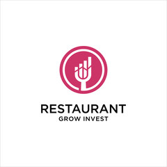 management financial restaurant logo. invest finance for resto consulting concept
