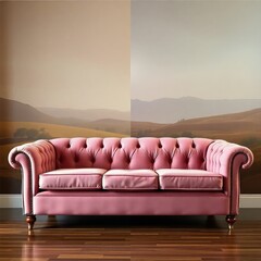 living room interior transparent background, modern living room with red sofa, sofa with flowers