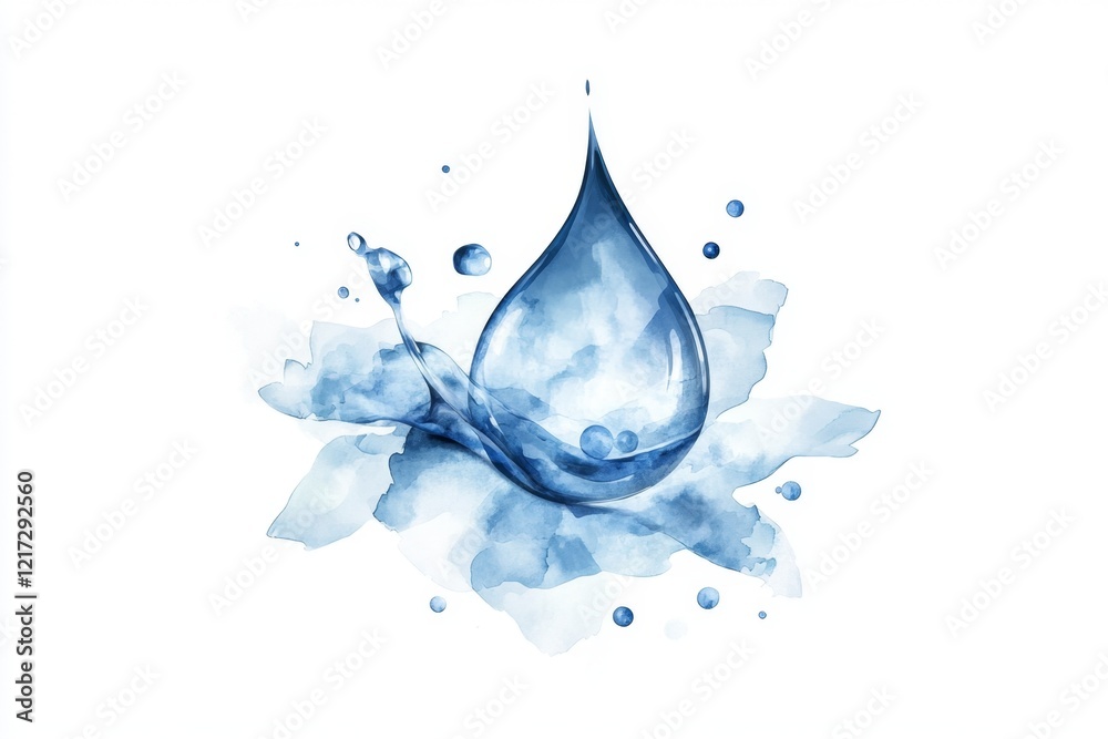 Aufkleber a minimalist depiction of a single tear drop falling, represented with clean lines and soft blue gra