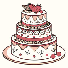3D Vector Layered Cake with Decorative Elements