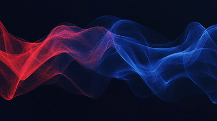 Obraz premium Close-up of colorful smoke swirls in blue and red against a black background , fire burning in water , fire and water.