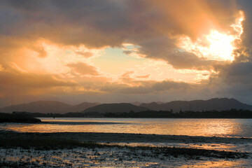 Obraz premium Ibiraquera River - Brazil - Sunset - Montains - Aerial Images