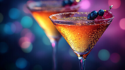 Cocktails for Mardi Gras. Daiquiri, martini, mojito, rum.