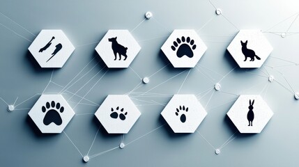 Fototapeta premium Tracking wildlife exploring animal tracks of bear deer wolf bird and rabbit in natural environments for educational purposes
