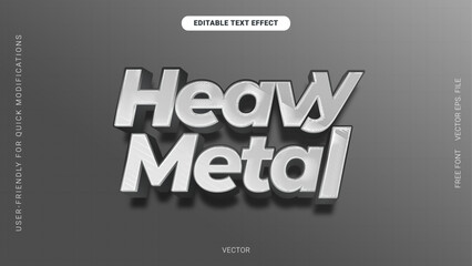 Heavy Metal Chrome Text Effect with Bold and Glossy Metallic Finish for Rock and Industrial Designs