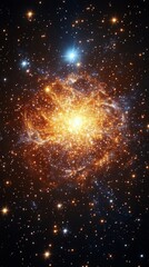 Fototapeta premium Colorful cosmic explosion in deep space with bright stars and glowing gas clouds