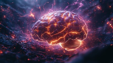 stunning visual of a glowing brain surrounded by electric energy for creative projects