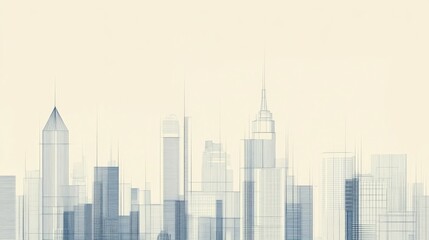 Fototapeta premium Abstract city skyline with blurred outlines, representing urban life and modern architecture