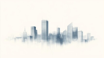 Naklejka premium Abstract city skyline with soft focus, showcasing modern architecture and urban atmosphere